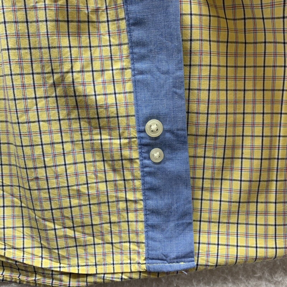 Tommy Hilfiger Button Up Shirt Mens XL X-Large Loose Fit Yellow Check Y2K Preppy - Picture 5 of 14